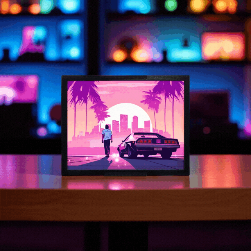 GTA 6 Vice City Temalı Gece Lambası – Neon Drive